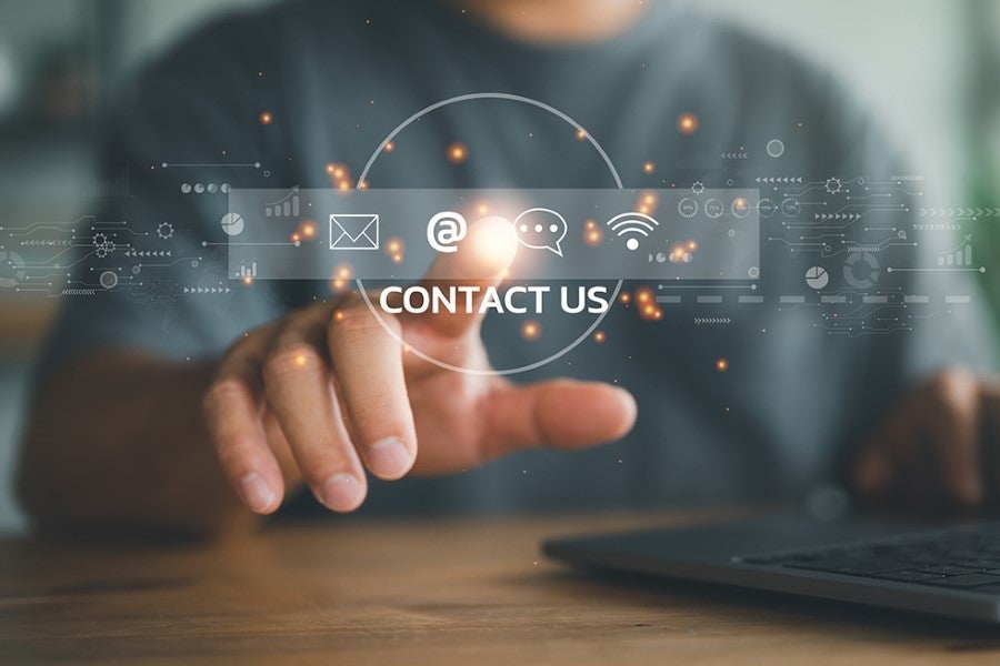 the user selects an option for contact: email or message